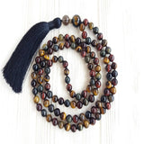 Tiger Eye Beads Tassel Necklace Spiritual Tibetan Meditation Japa