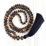 Tiger Eye Beads Tassel Necklace Spiritual Tibetan Meditation Japa