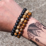 Tiger Eye Stone Beads Men Bracelet Set