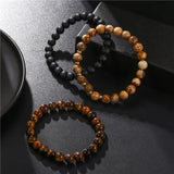 Tiger Eye Stone Beads Men Bracelet Set