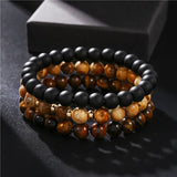Tiger Eye Stone Beads Men Bracelet Set