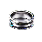 8mm Tungsten Carbide Ring with Abalone Shell Inlay for Men