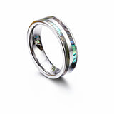 8mm Tungsten Carbide Ring with Abalone Shell Inlay for Men
