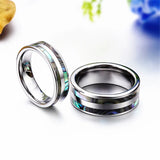 8mm Tungsten Carbide Ring with Abalone Shell Inlay for Men