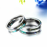 8mm Tungsten Carbide Ring with Abalone Shell Inlay for Men