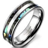 8mm Tungsten Carbide Ring with Abalone Shell Inlay for Men