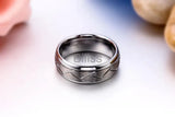 8mm Gray Brushed Tungsten Ring Diagonal Grooves Men's Engagement Ring