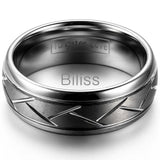 8mm Gray Brushed Tungsten Ring Diagonal Grooves Men's Engagement Ring