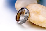 8mm Gray Brushed Tungsten Ring Diagonal Grooves Men's Engagement Ring
