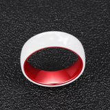 8mm Ceramics Rings Orange And Red Engrave