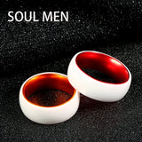 8mm Ceramics Rings Orange And Red Engrave