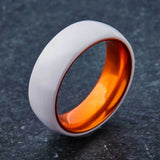 8mm Ceramics Rings Orange And Red Engrave