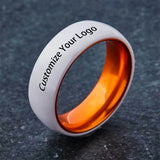 8mm Ceramics Rings Orange And Red Engrave