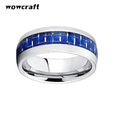 8mm Tungsten Carbide Ring Carbon Fiber Inlay Mirror Polished Finish
