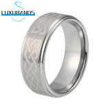8mm Tungsten Carbide Ring Pipe Cut Wedding Bands Brushed Finish
