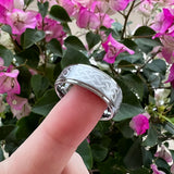 8mm Tungsten Carbide Ring Pipe Cut Wedding Bands Brushed Finish