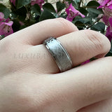 8mm Tungsten Carbide Ring Pipe Cut Wedding Bands Brushed Finish