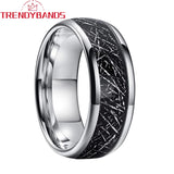 8mm Tungsten Carbide Ring Meteorite Inlay Wedding Band Comfort Fit
