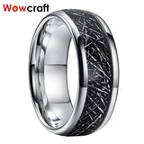 8mm Tungsten Carbide Ring Meteorite Inlay Wedding Band
