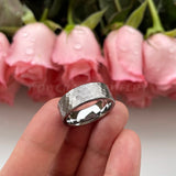 8mm Tungsten Carbide Wedding Band Ring Hammered Finish Size 5-15