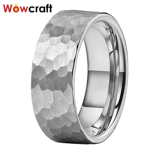 8mm Tungsten Carbide Wedding Band Ring Hammered Finish Size 5-15