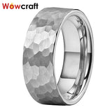 8mm Tungsten Carbide Wedding Band Ring Hammered Finish Size 5-15