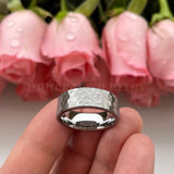 8mm Tungsten Carbide Wedding Band Ring Hammered Finish Size 5-15