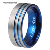 8mm Tungsten Carbide Rings Wedding Band Two Grooves Polished/Brushed Comfort Fit