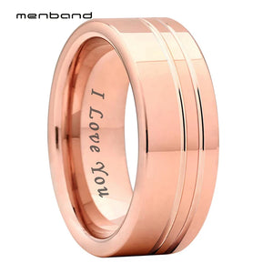 8mm Tungsten Carbide Rings Wedding Band Two Grooves Polished/Brushed Comfort Fit