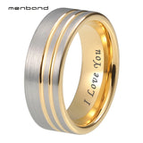 8mm Tungsten Carbide Rings Wedding Band Two Grooves Polished/Brushed Comfort Fit