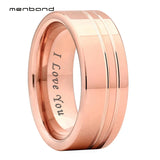 8mm Tungsten Carbide Rings Wedding Band Two Grooves Polished/Brushed Comfort Fit