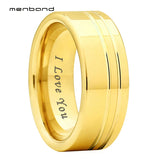 8mm Tungsten Carbide Rings Wedding Band Two Grooves Polished/Brushed Comfort Fit