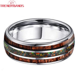 8mm Tungsten Carbide Wedding Band Galaxy Opal Inlay