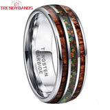 8mm Tungsten Carbide Wedding Band Galaxy Opal Inlay