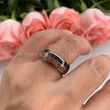 8mm Tungsten Carbide Rings Koa Wood Meteorite Arrow Inlay