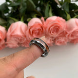8mm Tungsten Carbide Rings Koa Wood Meteorite Arrow Inlay