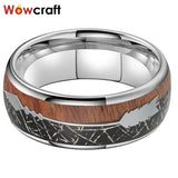 8mm Tungsten Carbide Rings Koa Wood Meteorite Arrow Inlay