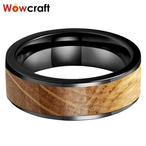 Tungsten Carbide Rings Wedding Bands Whiskey Barrel Inlay Comfort Fit