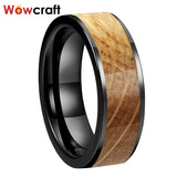 Tungsten Carbide Rings Wedding Bands Whiskey Barrel Inlay Comfort Fit