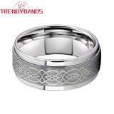 8mm Tungsten Carbide Wedding Bands Men Women Laser Edges Brushed Finish