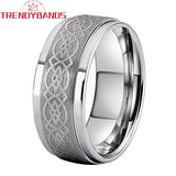8mm Tungsten Carbide Wedding Bands Men Women Laser Edges Brushed Finish