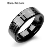 8mm Tungsten Carbide Wedding Bands Christ Cross Engraved Lord's Prayer Ring