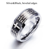8mm Tungsten Carbide Wedding Bands Christ Cross Engraved Lord's Prayer Ring