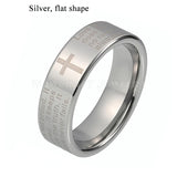 8mm Tungsten Carbide Wedding Bands Christ Cross Engraved Lord's Prayer Ring