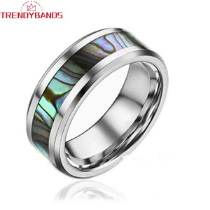 8mm Tungsten Ring with Abalone Shell Inlay