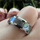 8mm Tungsten Ring with Abalone Shell Inlay