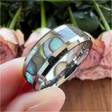 8mm Tungsten Ring with Abalone Shell Inlay