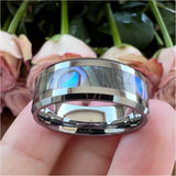 8mm Tungsten Ring with Abalone Shell Inlay