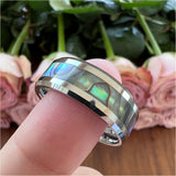 8mm Tungsten Ring with Abalone Shell Inlay