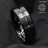 8mm Tungsten Men's Center Stripe Band Ring